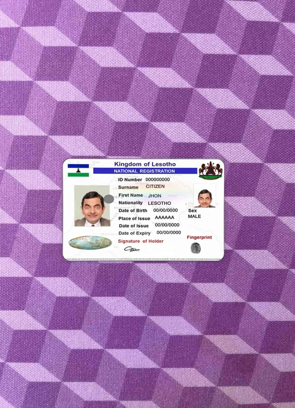 Download Lesotho national registration photolook FRONT Photoshop template